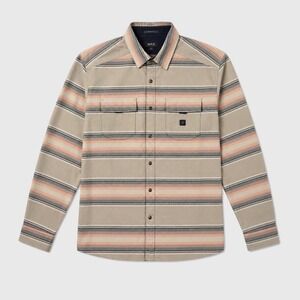 Roark Diablo Flannel Shirt Men Small Beige Stripe Technical Prep Gorpcore Vented